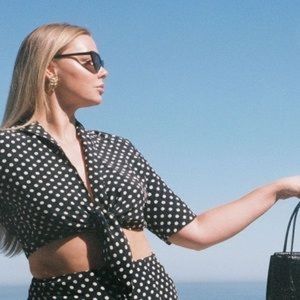 Rouje Fiora Polka Dot Cropped Blouse Top size 36